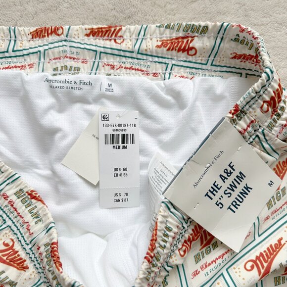 NWT authentic ABERCROMBIE & FITCH ‘Miller High Life’ SWIM SHORTS Size M - Picture 5 of 10
